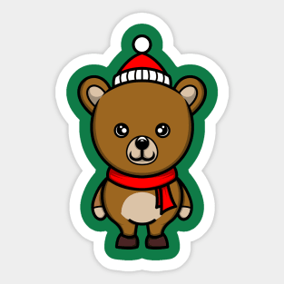 kawaii doodle cute bear cub christmas Sticker